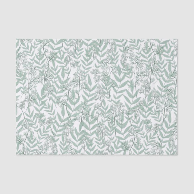 Sage Green Wedding Vintage Botanical Tissue Paper (Front)