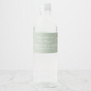 Sage Green Wedding Water Bottle Label