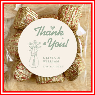 Sage Green Wedding   Wildflower Classic Round Sticker