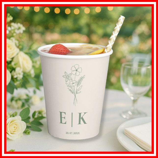 Sage Green Wedding | Wildflower Paper Cups (Creator Uploaded)