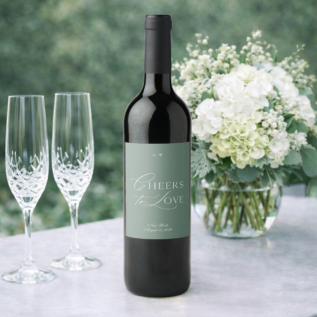 Sage Green Wedding Wine Label – Cheers to Love (Creator Uploaded)