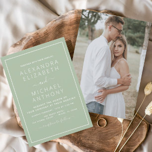 Sage Green Wedding with Photo Invitation