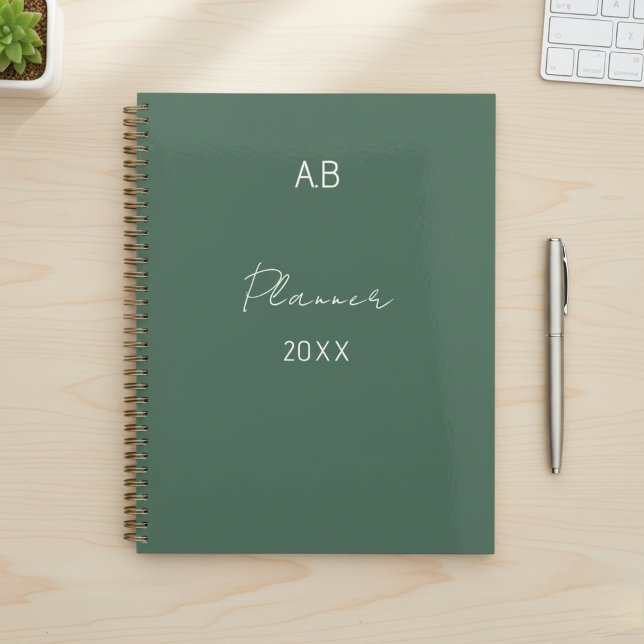 Sage Green Weekly Planner with Custom Initials (Creator Uploaded)