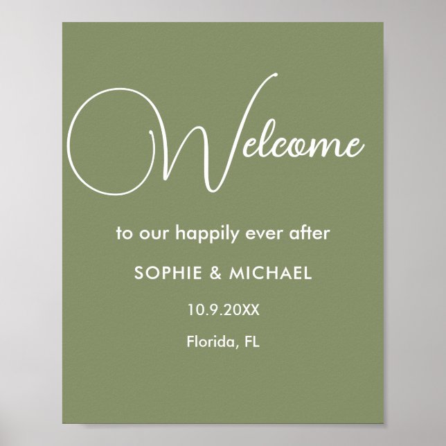 Sage Green Welcome Wedding  Poster (Front)