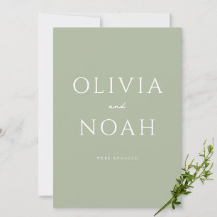 Sage Green We're Engaged Announcement Card