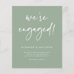 Sage Green We're Engaged Engagement Announcement