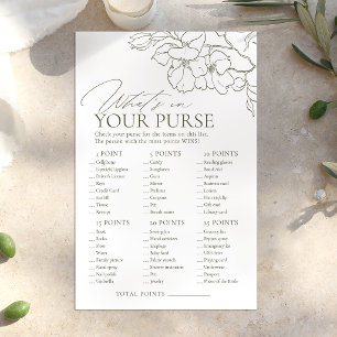 Sage Green what's in your purse bridal shower game