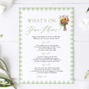Sage Green What's on Your Phone Bridal Shower Game Invitation