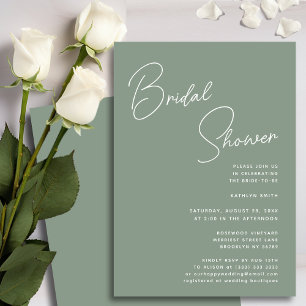 Sage Green Whimsical Script Chic Bridal Shower Invitation