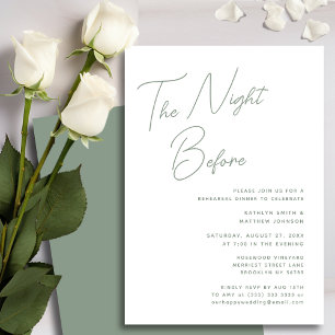 Sage Green Whimsical Script Chic The Night Before Invitation