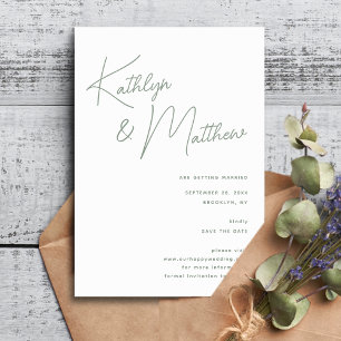 Sage Green Whimsical Script Minimalist Modern Save The Date