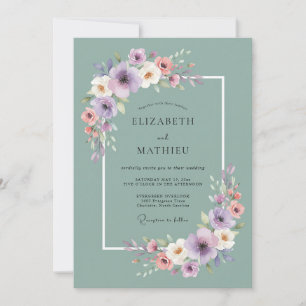 Sage Green Whimsical Watercolor Wedding Invitation