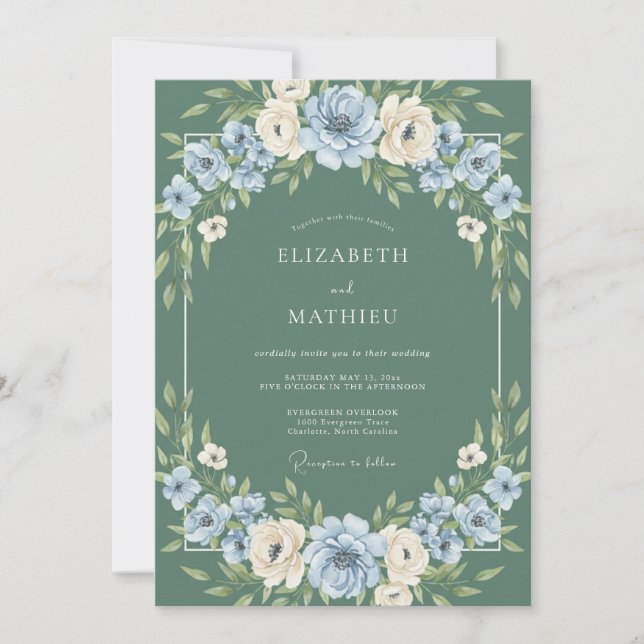 Sage Green Whimsical Winter Wedding Invitation (Front)