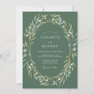 Sage Green Whispering Woodland Wedding Invitation