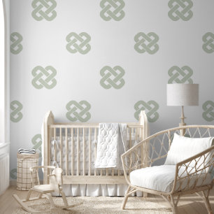 Sage Green White Abstract Geometric Modern Simple Wallpaper