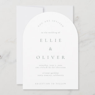Sage Green & White Boho Arch Modern Wedding Invitation