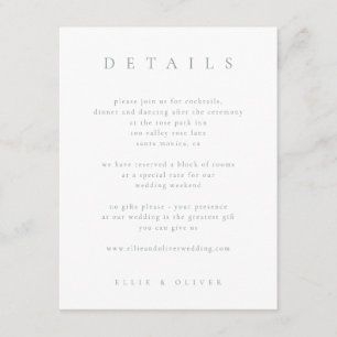 Sage Green & White Boho Details Wedding Modern Enclosure Card
