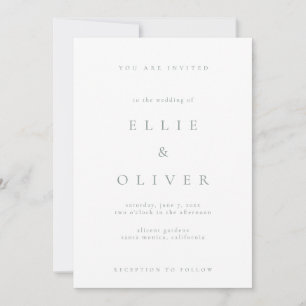 Sage Green & White Boho Minimalist Modern Wedding Invitation
