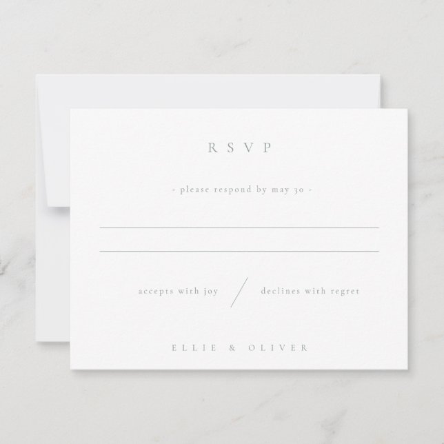 Sage Green & White Boho Wedding Modern RSVP Card (Front)