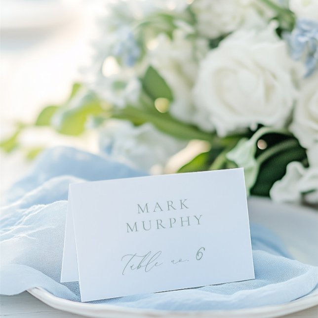 Sage Green & White Calligraphy Wedding Place Card (Sage Green & White Calligraphy Wedding Place Card)
