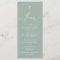 Sage Green White Cross Boy Baptism Menu Card