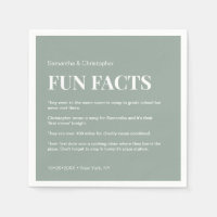 Sage Green white Custom fun fact list Wedding
