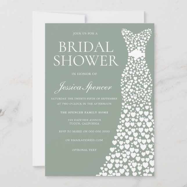 Sage Green & White Dress Bridal Shower Invitation (Front)