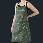 Sage green White Floral Minimal personalised Apron<br><div class="desc">Elevate your kitchen style with this Modern Sage green White Floral Line Art Personalised Apron. Featuring a sleek, minimalist Sage green and white floral line art design, this apron brings elegance and sophistication to any cooking or baking experience. Customise with your name, making it the perfect personalised gift for bakers,...</div>
