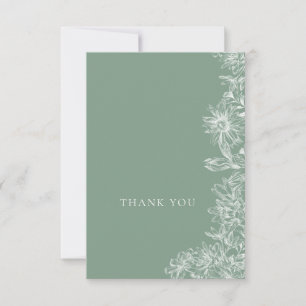 Sage Green White Floral Thank You Note Card