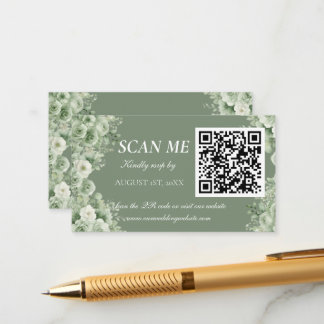 Sage Green White Floral Wedding RSVP  Enclosure Card