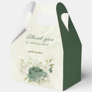 sage green white flowers wedding favour box