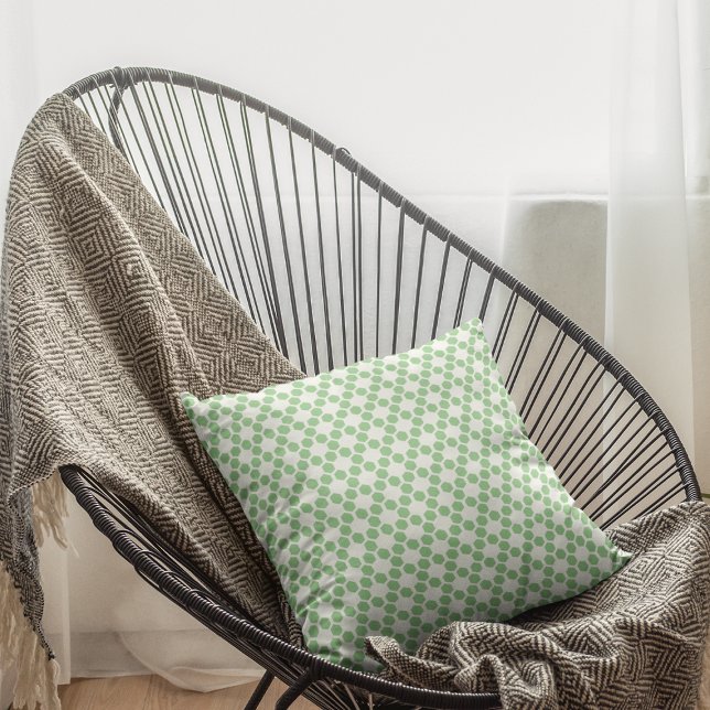 Sage Green White Geometric Hexagon Pattern Cushion (Creator Uploaded)