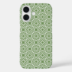 Sage Green White Geometric Seamless Pattern iPhone 16 Case