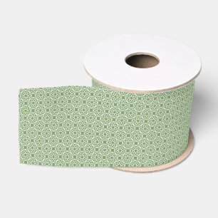 Sage Green White Geometric Seamless Pattern Grosgrain Ribbon