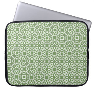 Sage Green White Geometric Seamless Pattern Laptop Sleeve