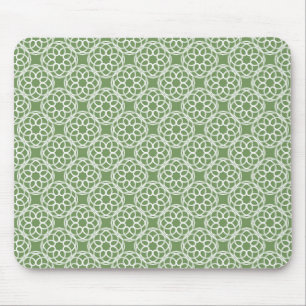 Sage Green White Geometric Seamless Pattern Mouse Mat