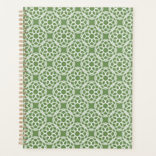 Sage Green White Geometric Seamless Pattern Planner