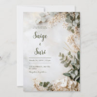 Sage Green White Hydrangea Minimalist Wedding