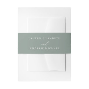 Sage Green & White Minimalist Wedding Invitation Belly Band