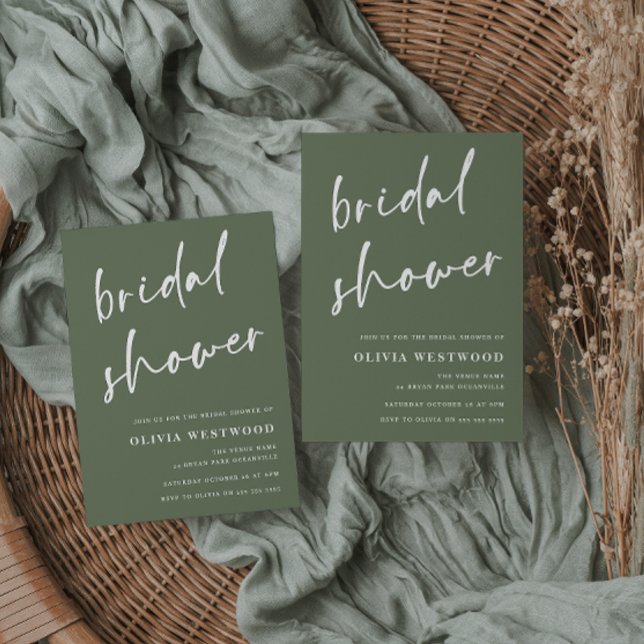 Sage Green & White Modern Bridal Shower Invitation (Creator Uploaded)