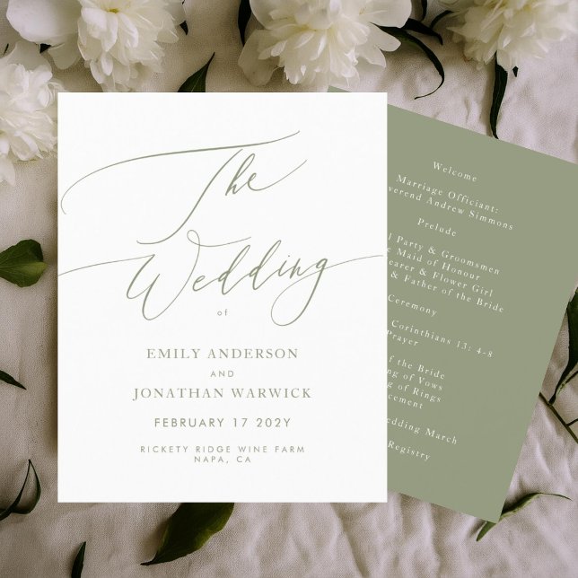 Sage Green White Modern Calligraphy Wedding (Creator Uploaded)