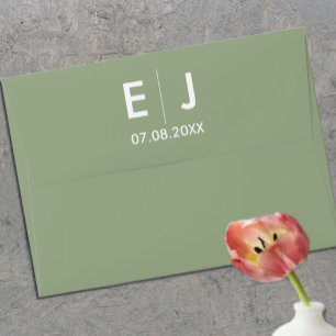 Sage Green & White Monogram Wedding Envelope
