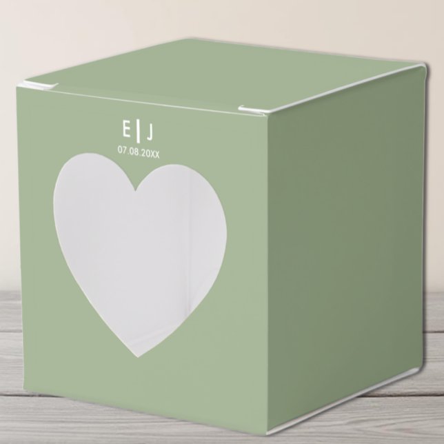 Sage Green & White Monogram Wedding Favour Box (Creator Uploaded)