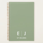 Sage Green & White Monogram Wedding Planner<br><div class="desc">Elegant classic monogrammed napkin bands in sage green and white with your initials and wedding date in traditional minimalist text.</div>