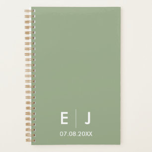 Sage Green & White Monogram Wedding Planner
