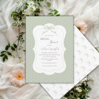 Sage Green White Polkadots Elegant Bridal Shower