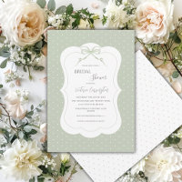 Sage Green White Polkadots Elegant Bridal Shower
