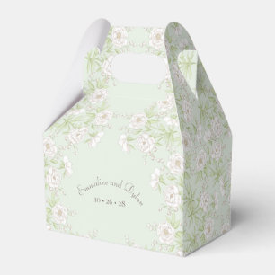 Sage Green White Rose Wedding Favour Box