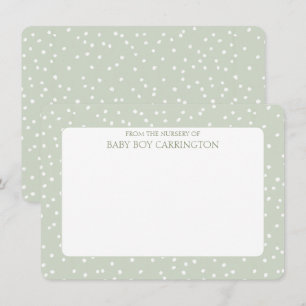 Sage Green White Rustic Polka Dots Personalized  Card