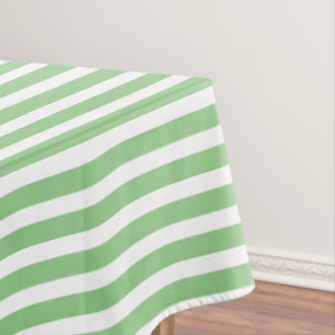 Sage-Green/White Simple Stripes Pattern Tablecloth